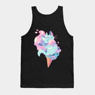 Ice cream cat blue colour Tank Top